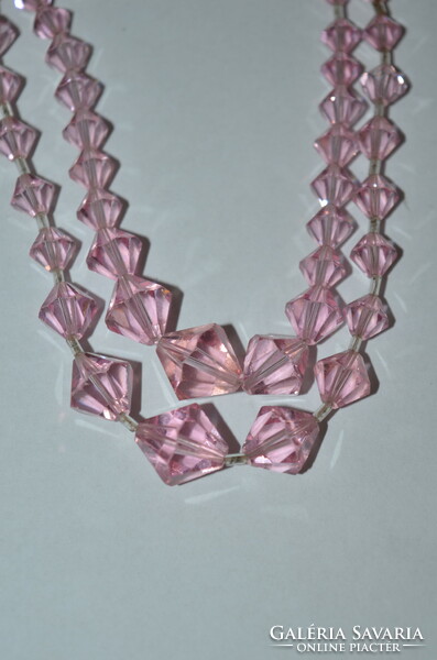 2 Rows of beautiful pink polished glass necklaces