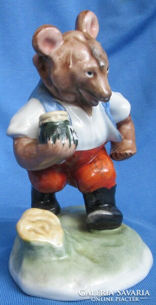 Older Herend porcelain figurine, teddy bear, marked 14 cm high.
