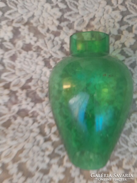Zöld  üveg búra  15 cm magas