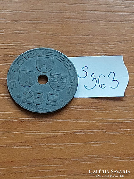 Belgium belgique - belgie 25 centimes 1942 ww ii. Zinc, iii. King Leopold s363