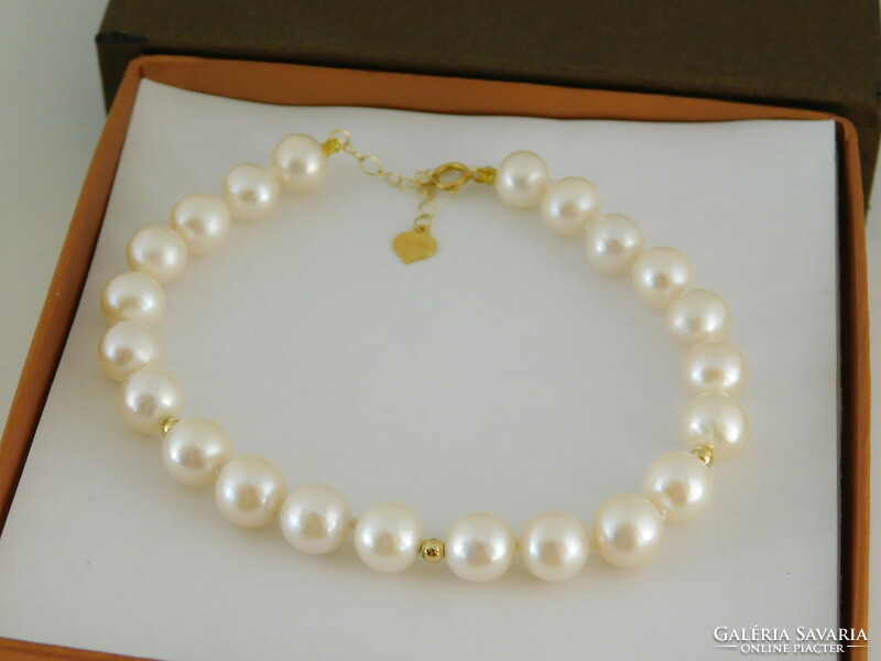 Pearl bracelet 18k gold with adjustable chain clasp
