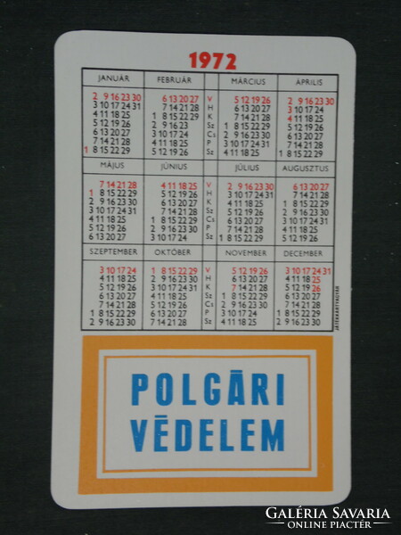Kártyanaptár, Polgári védelem, grafikai rajzos,plakát reklám,1972 ,  (1)