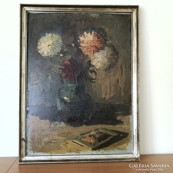 Palicz József : Csendélet 86 x 66 cm olaj festmény