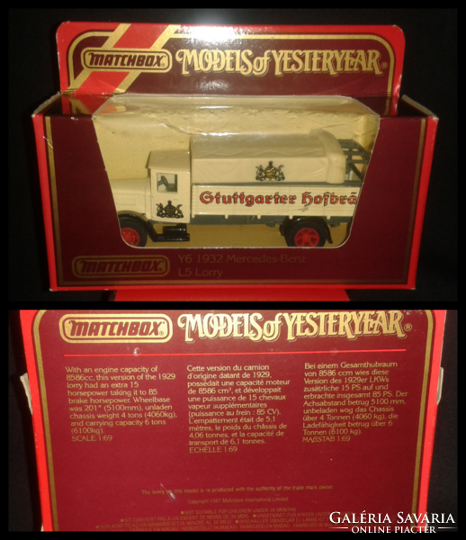 Matchbox y-6 1932 mercedes-benz l5 'gtuttgarter' with original box [macau]