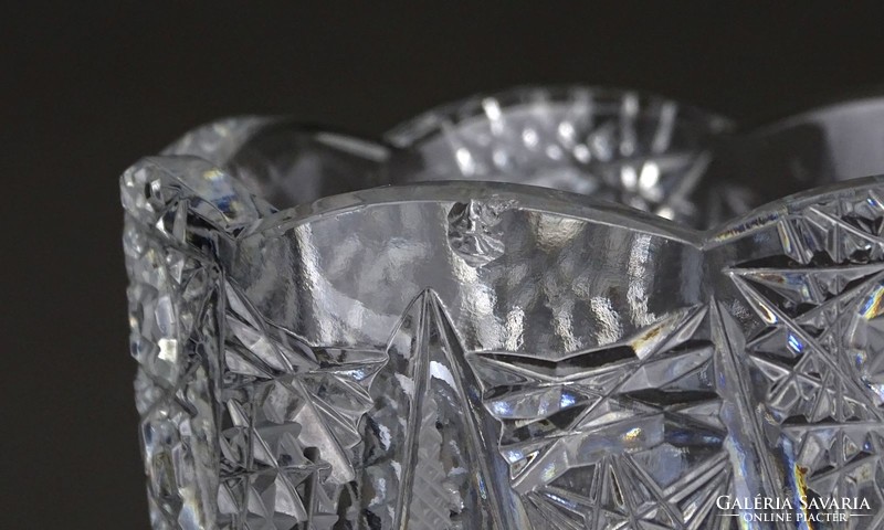 1P288 Csiszolt üveg talpas kristály váza virágváza 14.5 cm