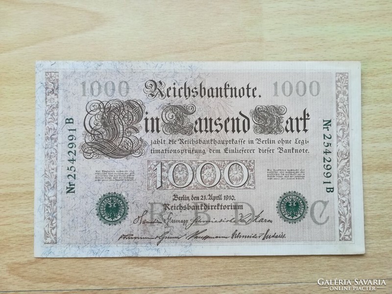 Németország 1000 Mark 1910  UNC  zöld számozás