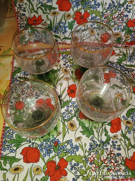French luminarc glasses with green bases