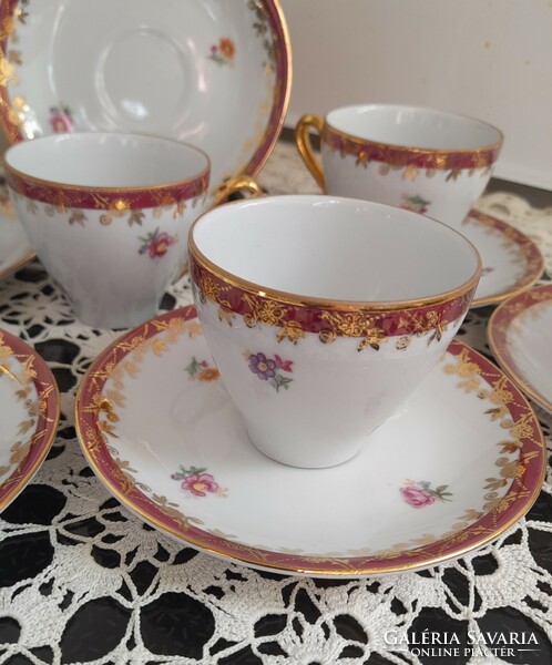 Retro German mocha cups with a small floral pattern, 6 pcs