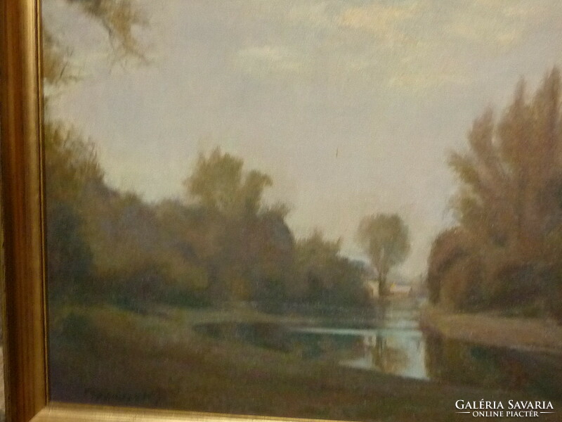 Miklós Bánovszky for sale: landscape at dusk, oil on canvas, gallery painting