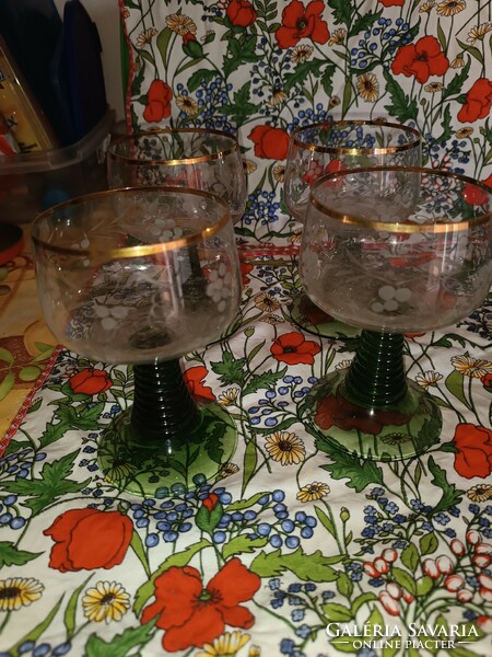 French luminarc glasses with green bases