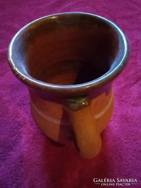 Pair of folk ceramic jugs, mugs, mugs and straws