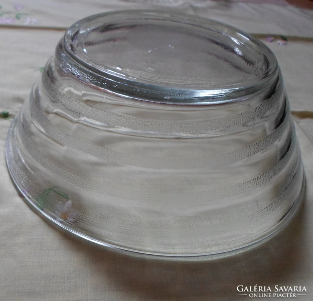 Retro / vintage üvegtál, vastag üveg asztalközép, mély tál (salátás, kompótos)  2.
