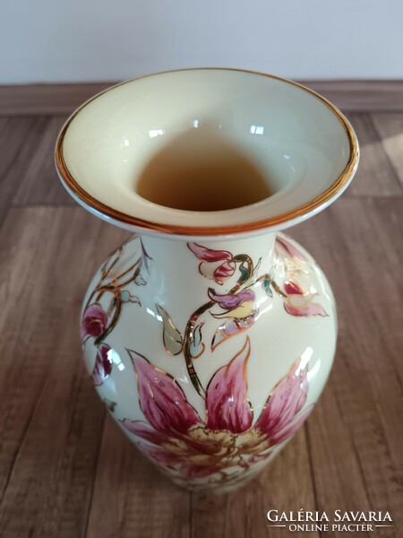 Old Zsolnay orchid pattern porcelain vase