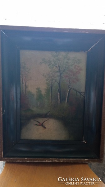 Forest scene with a bird by an unknown artist