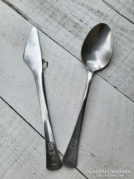 Pair of retro, clownish children's cutlery