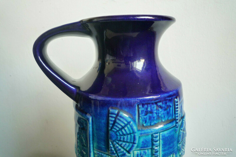 Vintage 60as 70es évek jelzett kobaltkék BAY Keramik fat lava kerámia váza Bodo Man