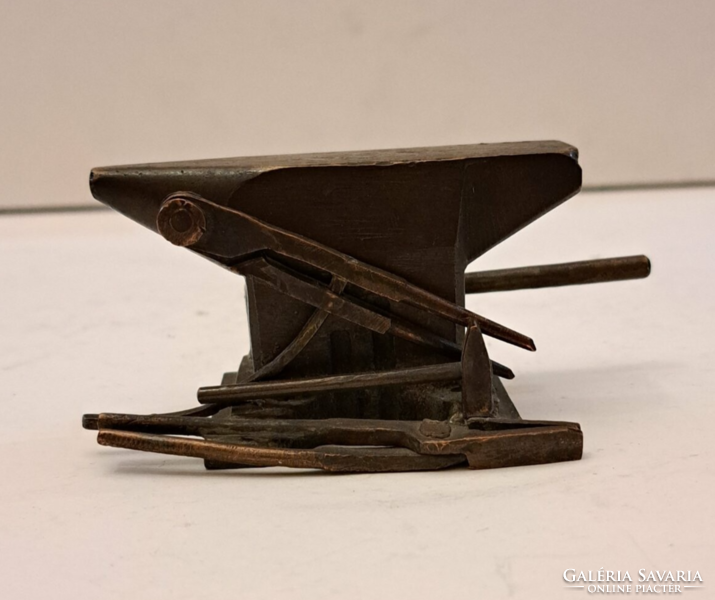 Antique bronze miniature anvil with fittings