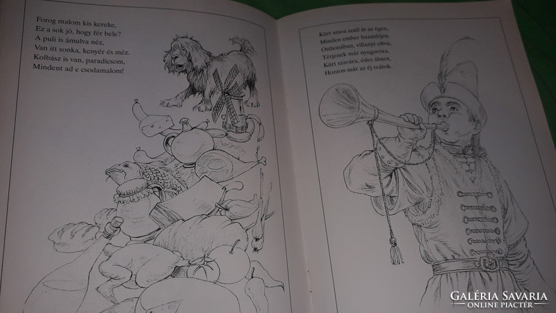 Sándorné Karacs: coloring book with poems - with beautiful drawings by Tíbor Széndrei, according to the pictures, aquila