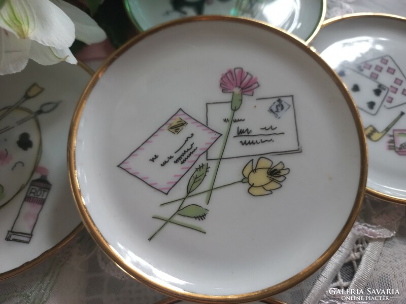 Special bowl, offering Schumann arzberg 6 pieces, with graphic drawings