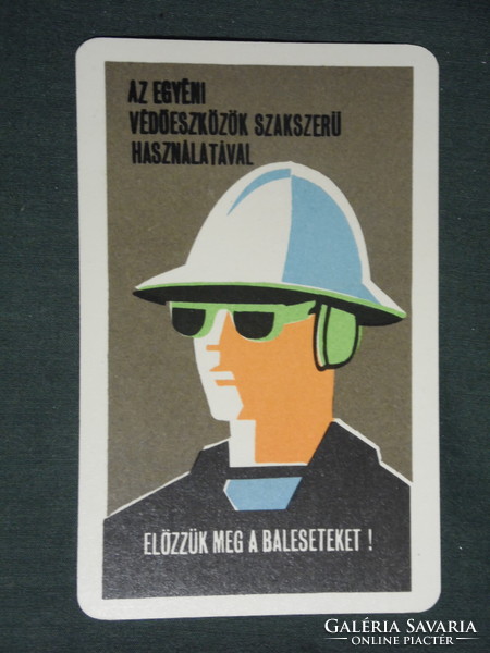 Kártyanaptár, 20 éves Munkavédelmi felügyelet,grafikai rajzos,védőezköz,plakát reklám, 1970 ,  (1)