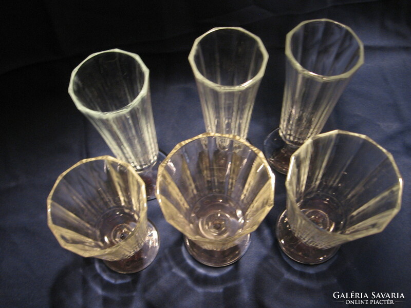 12 cikkelyes talpas art deco kristály pohár, váza