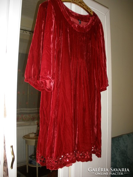 Dark red silk-velvet dress