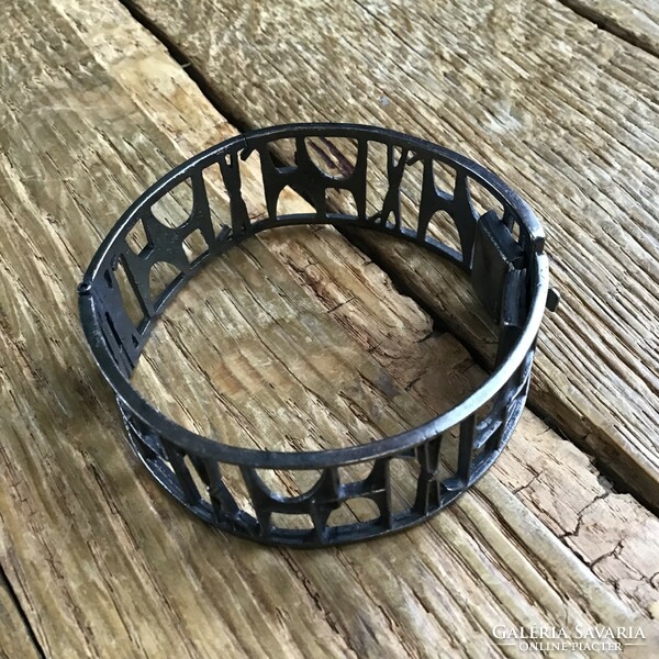Old applied art silver-plated bracelet with geometric decoration