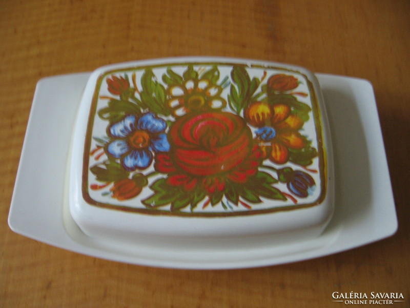 Retro floral plastic butter dish w. Germany