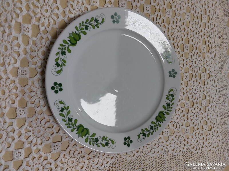 Alföldi porcelán, zöld magyaros kínáló tál, tányér, nagy méret