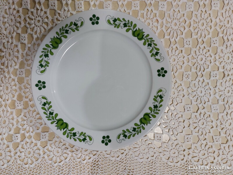 Alföldi porcelán, zöld magyaros kínáló tál, tányér, nagy méret