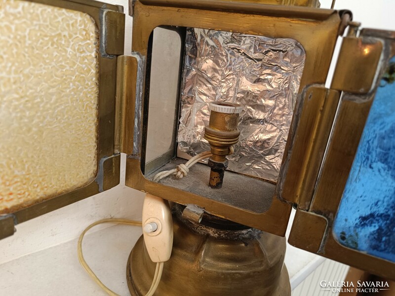 Antik vasutas bakter gyertyás lámpa sárgaréz 324 8021