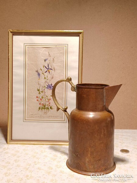 Red copper pitcher with brass spout