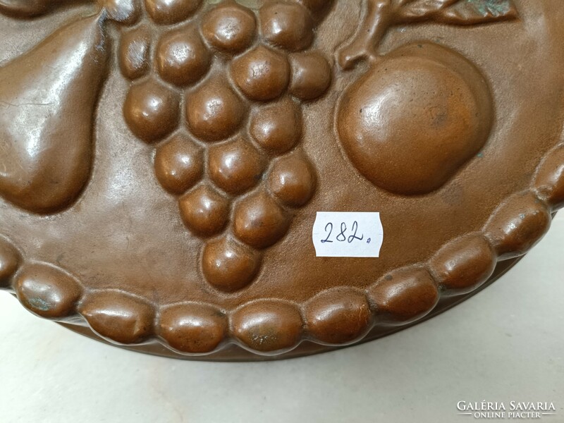 Antik konyhai cukrász eszköz patinás szőlő mintás ónozott vörösréz kuglóf sütő forma 282 8055