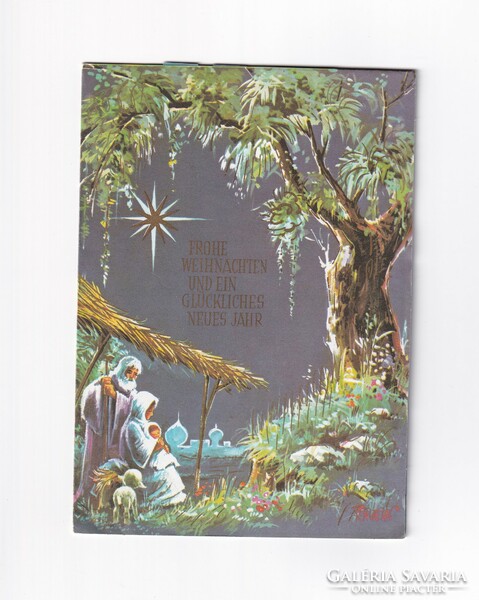 K:153 Karácsonyi  térbeli széinyitható jászól képeslap