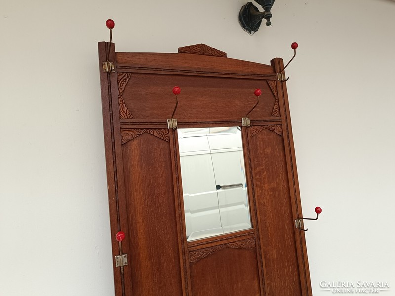 Antik Art Deco tükrös ruha akasztós esernyő tartós fa előszoba fal 420 8106