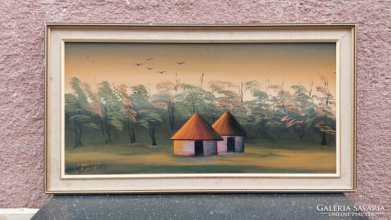 Tagged painting 1972, huts