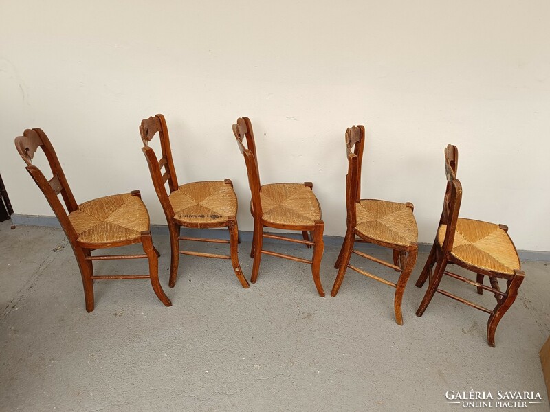 Antik népi paraszt bútor 5 darab fonatos fa szék 439 8125