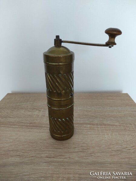 Brass coffee and pepper grinder