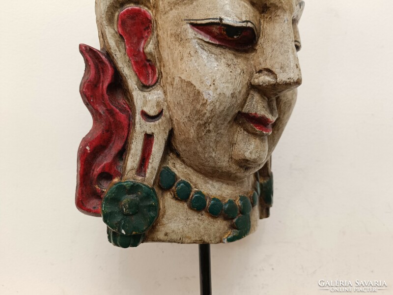 Antique Buddha Buddhist guangin, kuangin patina painted wooden mask on scaffolding 368 8047