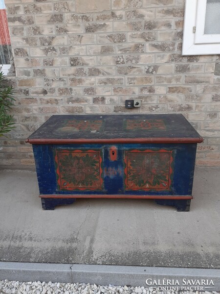 Old painted folk pine chest
