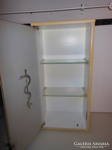 Medicine cabinet - 60 x 30 x 19 cm - glass door - glass shelves - 2 keys - retro - perfect