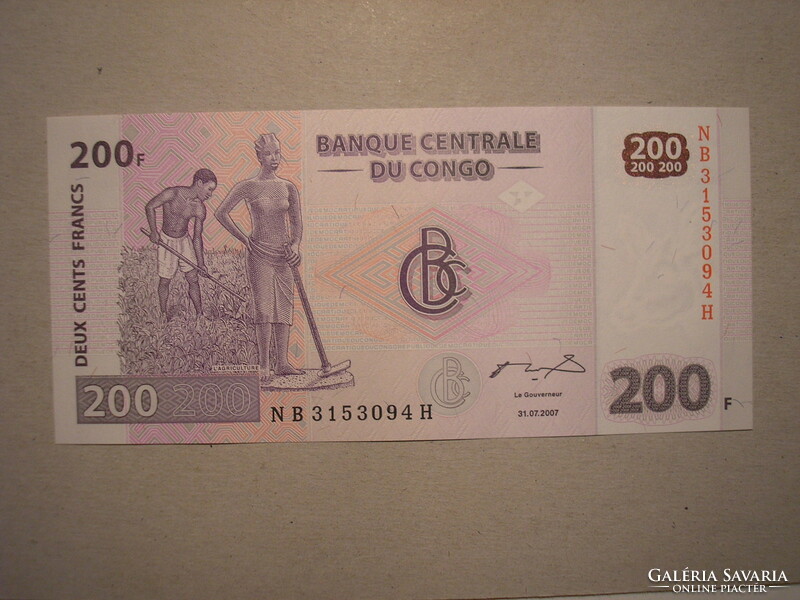 Kongói Demokratikus Köztársaság-200 Francs 2007 UNC