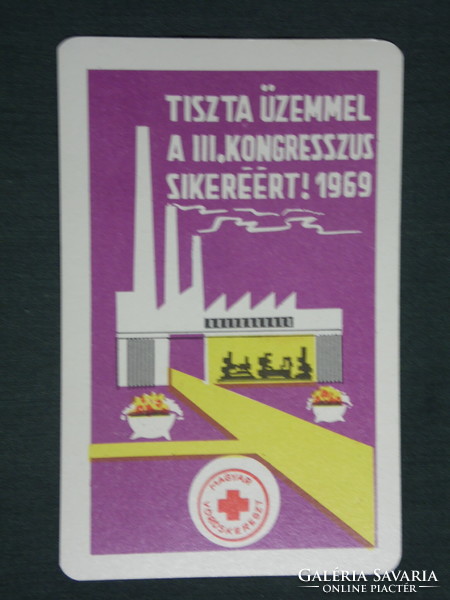 Kártyanaptár,Magyar vöröskereszt,grafikai,tiszta üzemmel a III. kongresszus sikeréért, 1969 ,  (1)