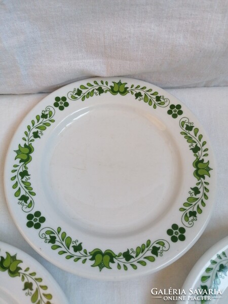 3 small plates with green Hungarian pattern from the Great Plains