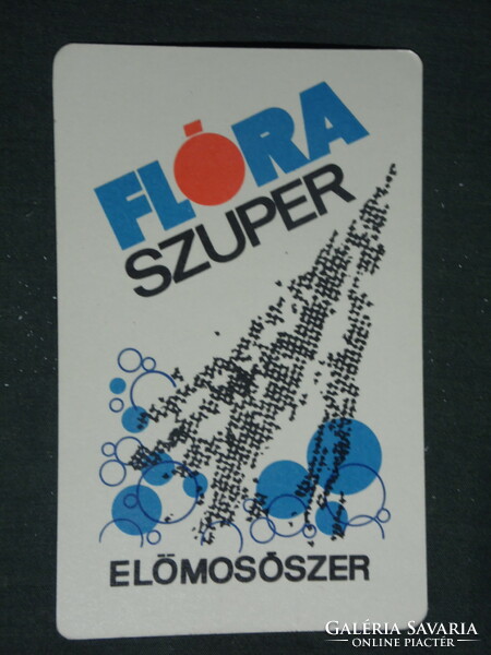 Kártyanaptár, FLÓRA szuper előmosószer Nővényolajipar, grafikai rajzos, reklám , 1970 ,  (1)