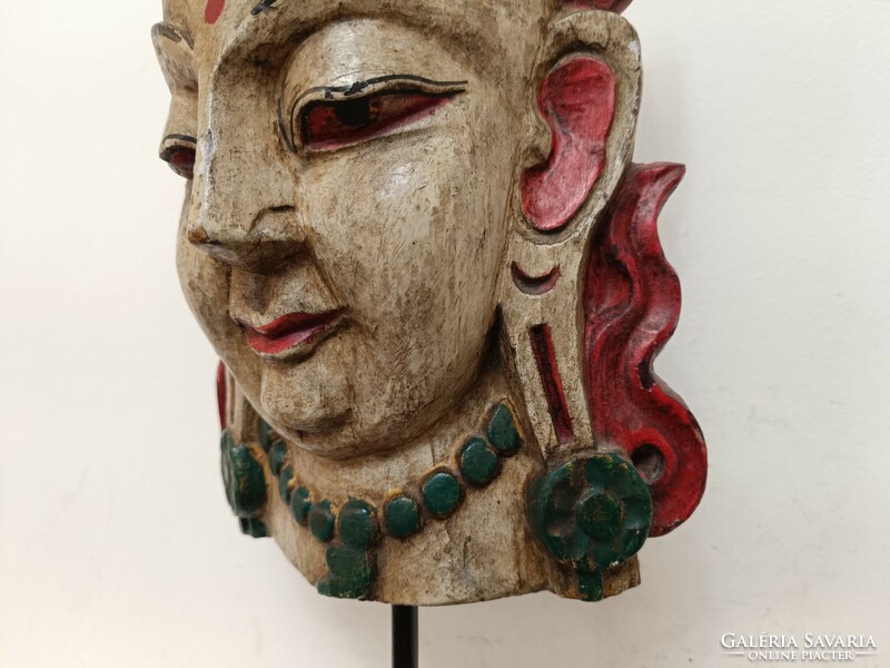 Antique Buddha Buddhist guangin, kuangin patina painted wooden mask on scaffolding 368 8047