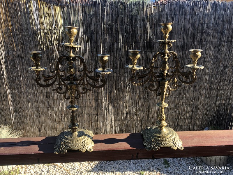 Pair of bronze candle holders 40 cm high