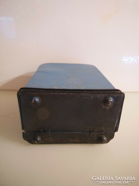 Box - usa - antique - gas station shape - 23 x 17 x 11 cm + handle 5.5 cm - leather cover