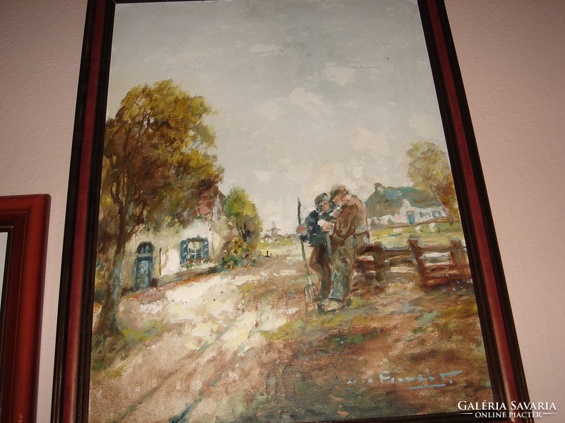 Village landscape, original painting.