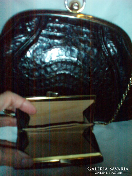 Vintage genuine crocodile leather reticle (shoulder bag) with wallet